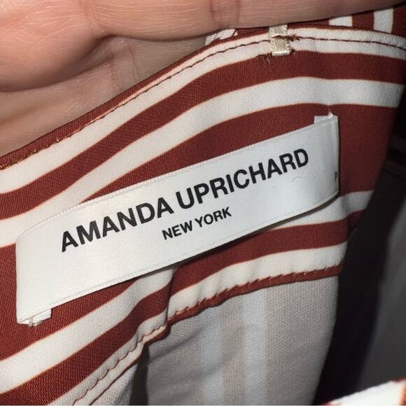 Amanda Uprichard NWT Montague Striped Wide Leg Jumpsuit Dark Rust Brown Size XS - Picture 5 of 7